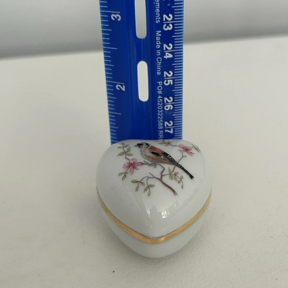 Vintage Limoges Bird Heart Shaped Porcelain Trinket Dish Ring Box France